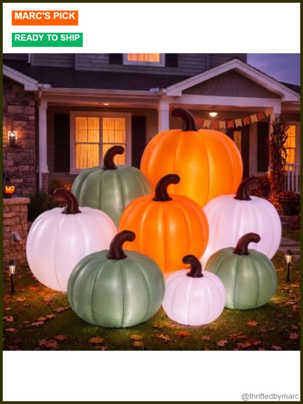 Leyndo 5.91 ft Stacked Pumpkin Inflatables Thanksgiving Outdoor Decor